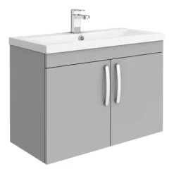 Brooklyn 800mm Grey Mist 2 Door Wall Hung Vanity Unit -Duravit Bathroom Shop bwh82dgm nl