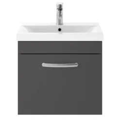 Brooklyn 500mm Gloss Grey Wall Hung 1-Drawer Vanity Unit -Duravit Bathroom Shop bwhsd5gg d2