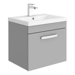 Brooklyn 500mm Grey Mist Wall Hung 1-Drawer Vanity Unit -Duravit Bathroom Shop bwhsd5gm l