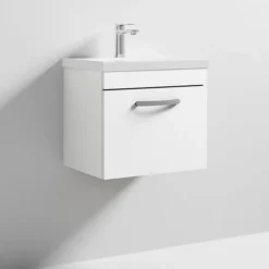 Brooklyn 500 Gloss White Wall Hung 1-Drawer Vanity Unit With Thin-Edge Basin -Duravit Bathroom Shop bwhsd5whtte d2