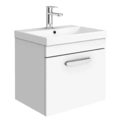 Brooklyn 500 Gloss White Wall Hung 1-Drawer Vanity Unit With Thin-Edge Basin -Duravit Bathroom Shop bwhsd5whtte l