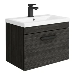 Brooklyn Wall Hung Vanity - Black - 600mm Wide 1-Drawer Inc. Matt Black Handle 6 Brooklyn Wall Hung Vanity - Black - 600mm Wide 1-Drawer Inc. Matt Black Handle -Duravit Bathroom Shop bwhsd6blkmbl