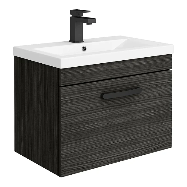 Brooklyn Wall Hung Vanity - Black - 600mm Wide 1-Drawer Inc. Matt Black Handle 4 Brooklyn Wall Hung Vanity - Black - 600mm Wide 1-Drawer Inc. Matt Black Handle - Image 2