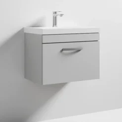 Brooklyn 600 Grey Mist Wall Hung 1-Drawer Vanity Unit With Thin-Edge Basin -Duravit Bathroom Shop bwhsd6gmte d2