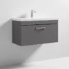 Brooklyn 800 Gloss Grey Wall Hung 1-Drawer Vanity Unit With Thin-Edge Basin -Duravit Bathroom Shop bwhsd8ggte d3