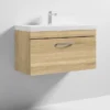Brooklyn 800 Natural Oak Wall Hung 1-Drawer Vanity Unit With Thin-Edge Basin -Duravit Bathroom Shop bwhsd8oakte d3