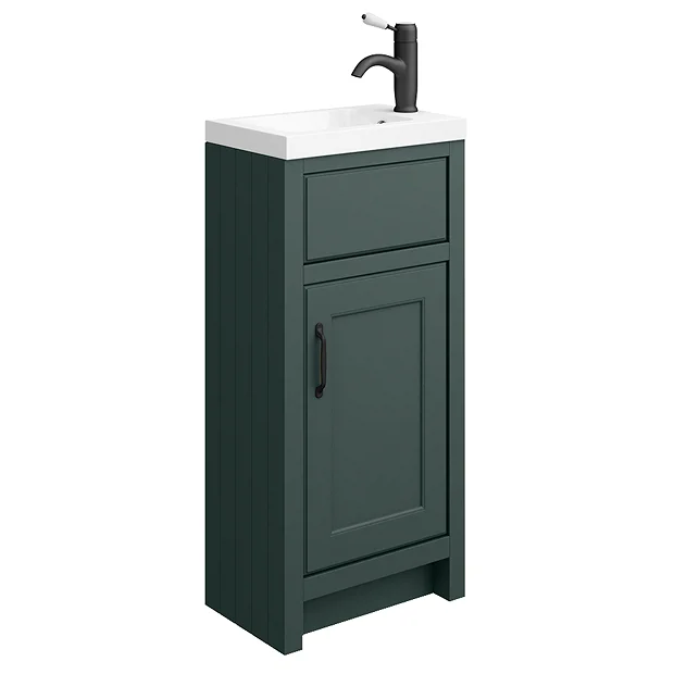 Chatsworth Traditional Green Small Vanity - 400mm Wide With Matt Black Handle 4 Chatsworth Traditional Green Small Vanity - 400mm Wide With Matt Black Handle - Image 2