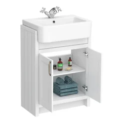 Chatsworth Traditional White Semi-Recessed Vanity - 600mm Wide -Duravit Bathroom Shop c600srwht d2