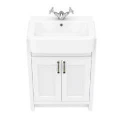 Chatsworth Traditional White Semi-Recessed Vanity - 600mm Wide -Duravit Bathroom Shop c600srwht d3