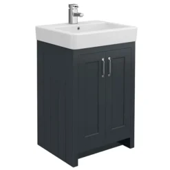 Chatsworth Traditional Graphite 560mm Vanity Sink + 300mm Cupboard Unit -Duravit Bathroom Shop c825blk d2