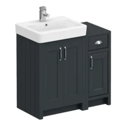 Chatsworth Traditional Graphite 560mm Vanity Sink + 300mm Cupboard Unit -Duravit Bathroom Shop c825blk d7