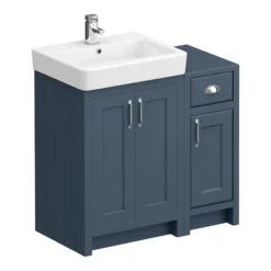 Chatsworth Traditional Blue 560mm Vanity Sink + 300mm Cupboard Unit -Duravit Bathroom Shop c825blu n d1