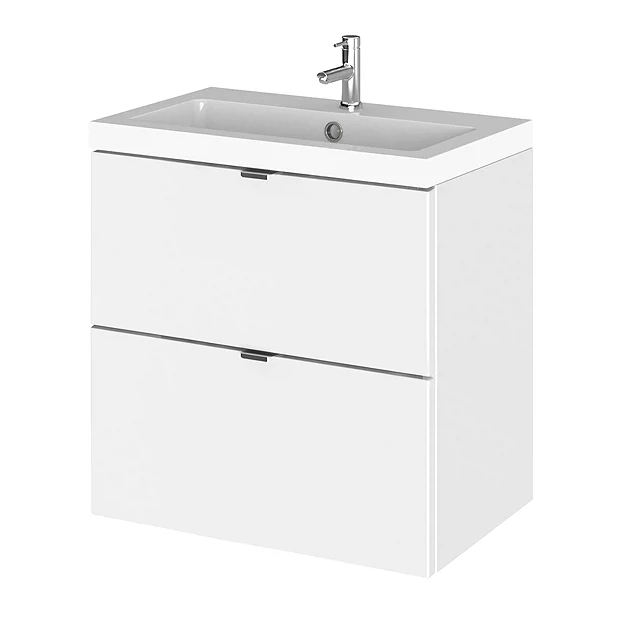 Hudson Reed Fusion 500mm Gloss White Full Depth Wall Hung 2-Drawer Unit & Basin 4 Hudson Reed Fusion 500mm Gloss White Full Depth Wall Hung 2-Drawer Unit & Basin - Image 2