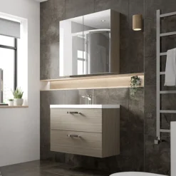 Hudson Reed Fusion 800mm Driftwood Full Depth Wall Hung 2-Drawer Unit & Basin -Duravit Bathroom Shop cbi231 d2