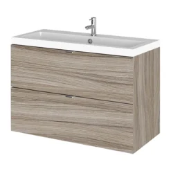 Hudson Reed Fusion 800mm Driftwood Full Depth Wall Hung 2-Drawer Unit & Basin -Duravit Bathroom Shop cbi231 l