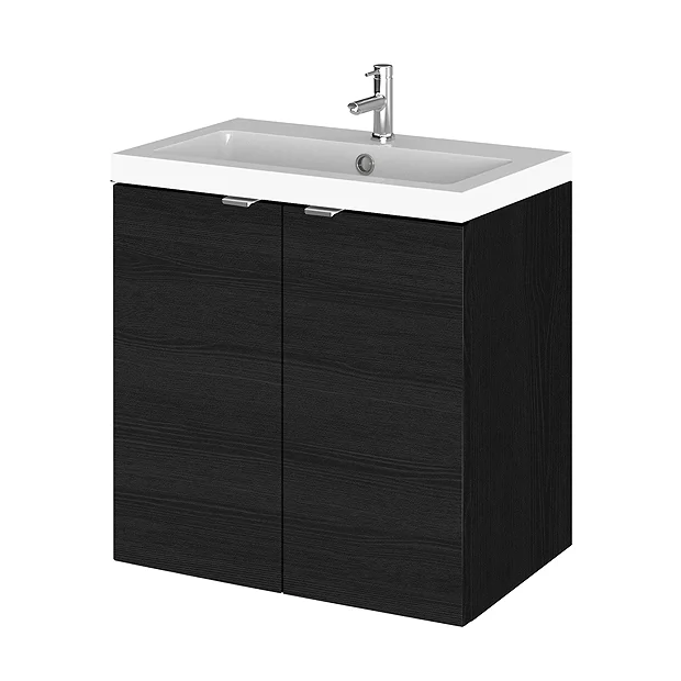 Hudson Reed Fusion 500mm Hacienda Black Full Depth Wall Hung 2-Door Unit & Basin 4 Hudson Reed Fusion 500mm Hacienda Black Full Depth Wall Hung 2-Door Unit & Basin - Image 2