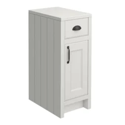 Chatsworth Traditional Grey Double Basin Vanity + Cupboard Combination Unit With Matt Black Handles