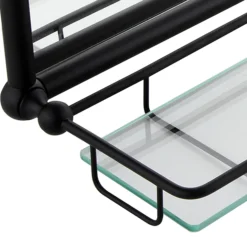 Chatsworth Traditional 700 X 490mm Arched Mirror With Glass Shelf - Matt Black -Duravit Bathroom Shop chtmbms d1