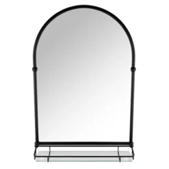 Chatsworth Traditional 700 X 490mm Arched Mirror With Glass Shelf - Matt Black -Duravit Bathroom Shop chtmbms detail03