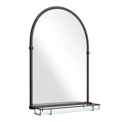 Chatsworth Traditional 700 X 490mm Arched Mirror With Glass Shelf - Matt Black -Duravit Bathroom Shop chtmbms detail04