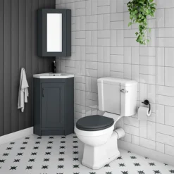 Chatsworth Corner Mirror Cabinet Graphite -Duravit Bathroom Shop cnrmcabblk d3