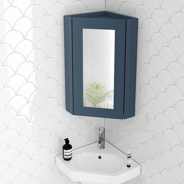 Chatsworth Corner Mirror Cabinet Blue 4 Chatsworth Corner Mirror Cabinet Blue - Image 2