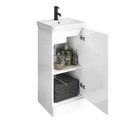 Cruze 400mm Curved Gloss White Vanity Unit -Duravit Bathroom Shop crz4vw d1n