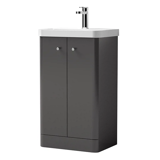 Cruze Curved Vanity Unit - 500mm - Gloss Grey 4 Cruze Curved Vanity Unit - 500mm - Gloss Grey - Image 2