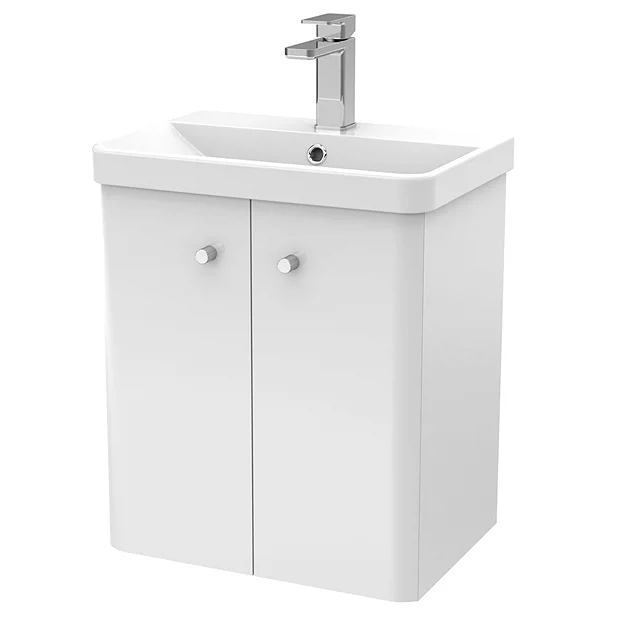 Cruze 500mm Curved Gloss White Wall Hung Vanity Unit 4 Cruze 500mm Curved Gloss White Wall Hung Vanity Unit - Image 2