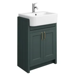 Chatsworth Traditional Green Semi-Recessed Vanity Unit + Toilet Package -Duravit Bathroom Shop csr600wcgrn d1