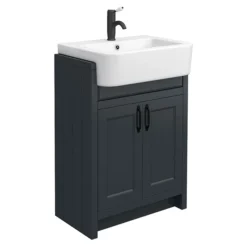 Chatsworth Traditional Graphite Semi-Recessed Vanity Unit W. Matt Black Handles + Toilet Package 9 Chatsworth Traditional Graphite Semi-Recessed Vanity Unit W. Matt Black Handles + Toilet Package -Duravit Bathroom Shop csr6wcblkmb d1