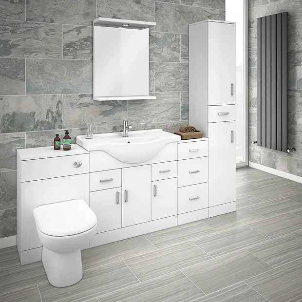 Cove 2020mm Bathroom Furniture Pack (High Gloss White - Depth 330mm) 4 Cove 2020mm Bathroom Furniture Pack (High Gloss White - Depth 330mm) - Image 2