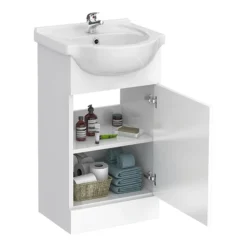 Cove 950mm Cloakroom Vanity Unit Suite + Basin Mixer (Gloss White - Depth 300mm) 11 Cove 950mm Cloakroom Vanity Unit Suite + Basin Mixer (Gloss White - Depth 300mm) -Duravit Bathroom Shop cv450wcdty305 detail3