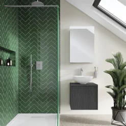 Crosswater Limit 500mm Steelwood Wall-Hung Slatted Vanity Unit With Worktop