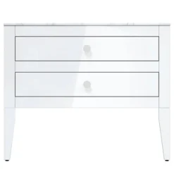 Crosswater Canvass White Gloss 900mm Double Drawer Unit With Carrara Marble Effect Worktop -Duravit Bathroom Shop cv900wlwg d2