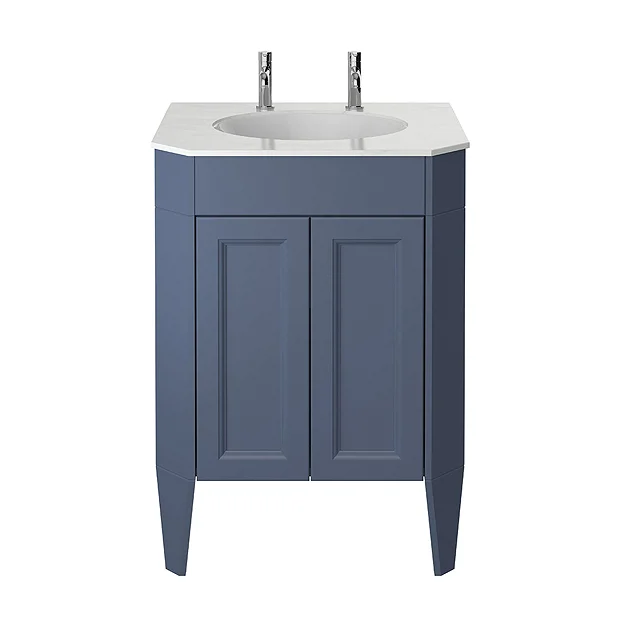 Heritage Caversham Maritime Blue Freestanding Granley Vanity With White Marble Effect Basin Top 4 Heritage Caversham Maritime Blue Freestanding Granley Vanity With White Marble Effect Basin Top - Image 2