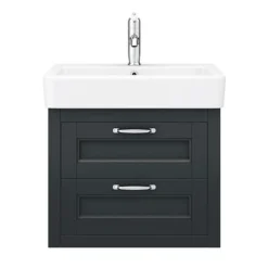 Chatsworth Traditional Graphite 560mm 2 Drawer Wall Hung Vanity -Duravit Bathroom Shop cwh560blk2dd4