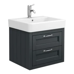 Chatsworth Traditional Graphite 560mm 2 Drawer Wall Hung Vanity -Duravit Bathroom Shop cwh560blk2dl