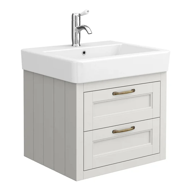 Chatsworth Traditional Grey 560mm 2 Drawer Wall Hung Vanity 4 Chatsworth Traditional Grey 560mm 2 Drawer Wall Hung Vanity - Image 2