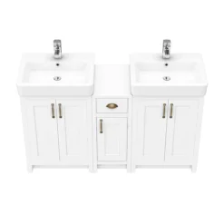 Chatsworth Traditional White Double Basin Vanity + Cupboard Combination Unit -Duravit Bathroom Shop cwht142pknwd2