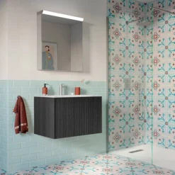 Crosswater Limit 700mm Steelwood Wall-Hung Slatted Vanity Unit With Basin -Duravit Bathroom Shop cwstl7whu d1