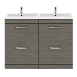 Brooklyn 1205mm Grey Avola Double Basin 4 Drawer Vanity Unit -Duravit Bathroom Shop dbfs12ga4d d3