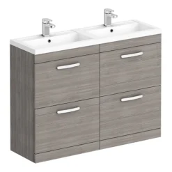 Brooklyn 1205mm Grey Avola Double Basin 4 Drawer Vanity Unit -Duravit Bathroom Shop dbfs12ga4d lrg01