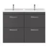 Brooklyn 1205mm Gloss Grey Double Basin 4 Drawer Vanity Unit 2 Brooklyn 1205mm Gloss Grey Double Basin 4 Drawer Vanity Unit -Duravit Bathroom Shop dbfs12gg4d d3