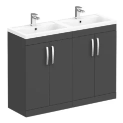 Brooklyn 1205mm Gloss Grey Double Basin Vanity Unit -Duravit Bathroom Shop dbfs12gg l