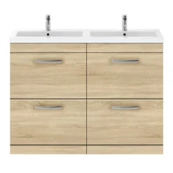 Brooklyn 1205mm Natural Oak Double Basin 4 Drawer Vanity Unit -Duravit Bathroom Shop dbfs12n4d d1n