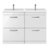 Brooklyn 1205mm Gloss White Double Basin 4 Drawer Vanity Unit