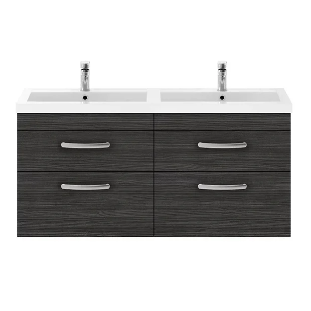 Brooklyn 1205mm Black Wall Hung Double Basin Vanity Unit 5 Brooklyn 1205mm Black Wall Hung Double Basin Vanity Unit - Image 3