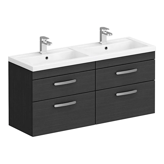 Brooklyn 1205mm Black Wall Hung Double Basin Vanity Unit 4 Brooklyn 1205mm Black Wall Hung Double Basin Vanity Unit - Image 2