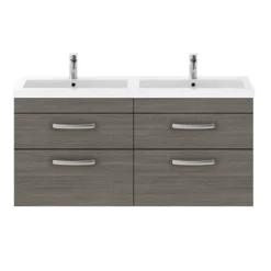 Brooklyn 1205mm Grey Avola Wall Hung Double Basin Vanity Unit -Duravit Bathroom Shop dbwh12gry d1